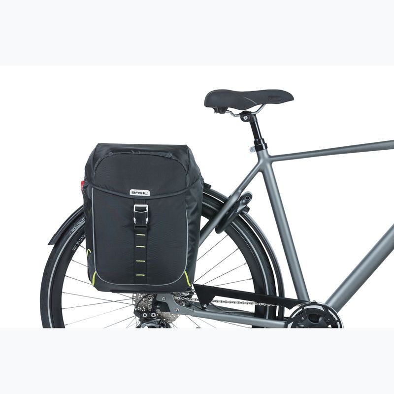 Basil Miles Double Bag 32 l black/lime bicycle pannier 5