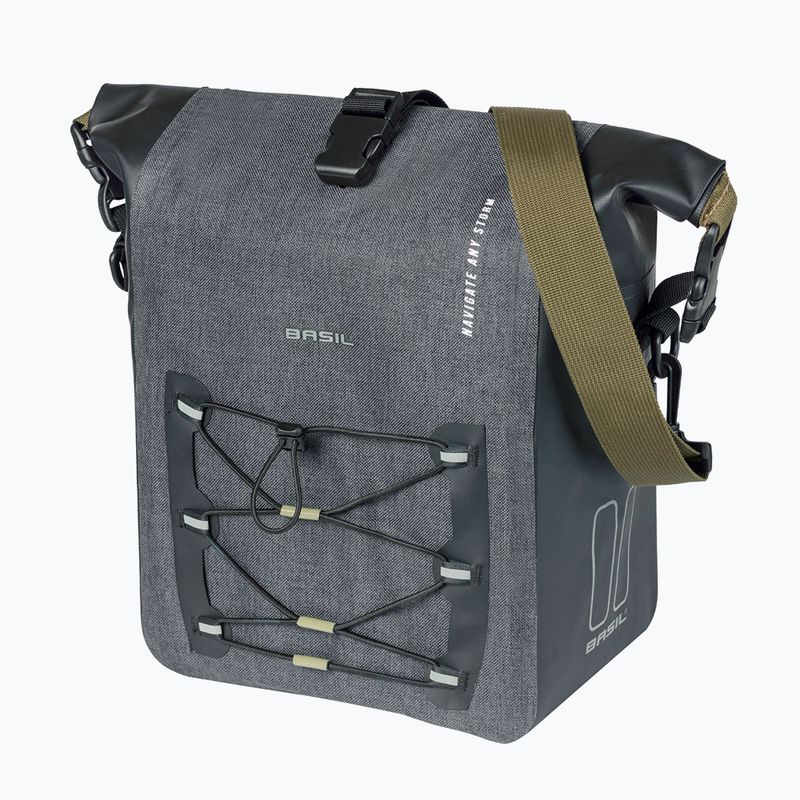Basil Navigator Storm Hook On 12-15 l grey/black bicycle pannier 3