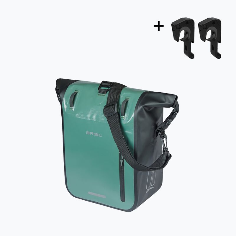 Bike pannier Basil Rivo M Single Bag MIK Hooks 12-15 l silvergreen/black 2