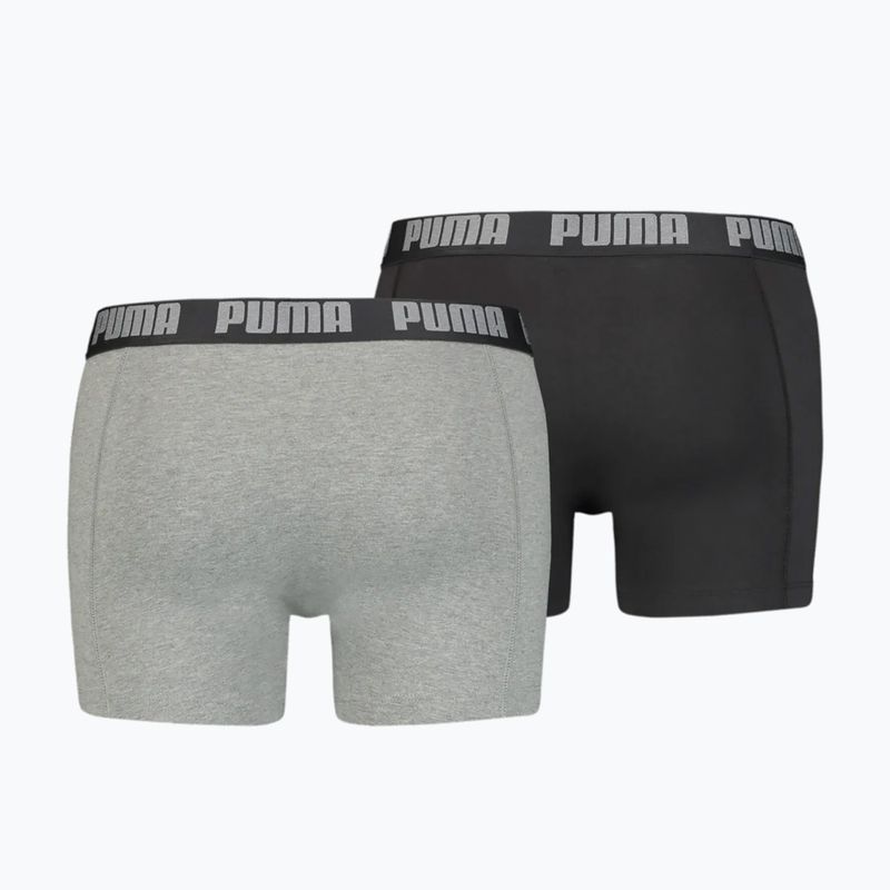 PUMA Basic men's boxer shorts 2 pairs dark grey melange/black 2