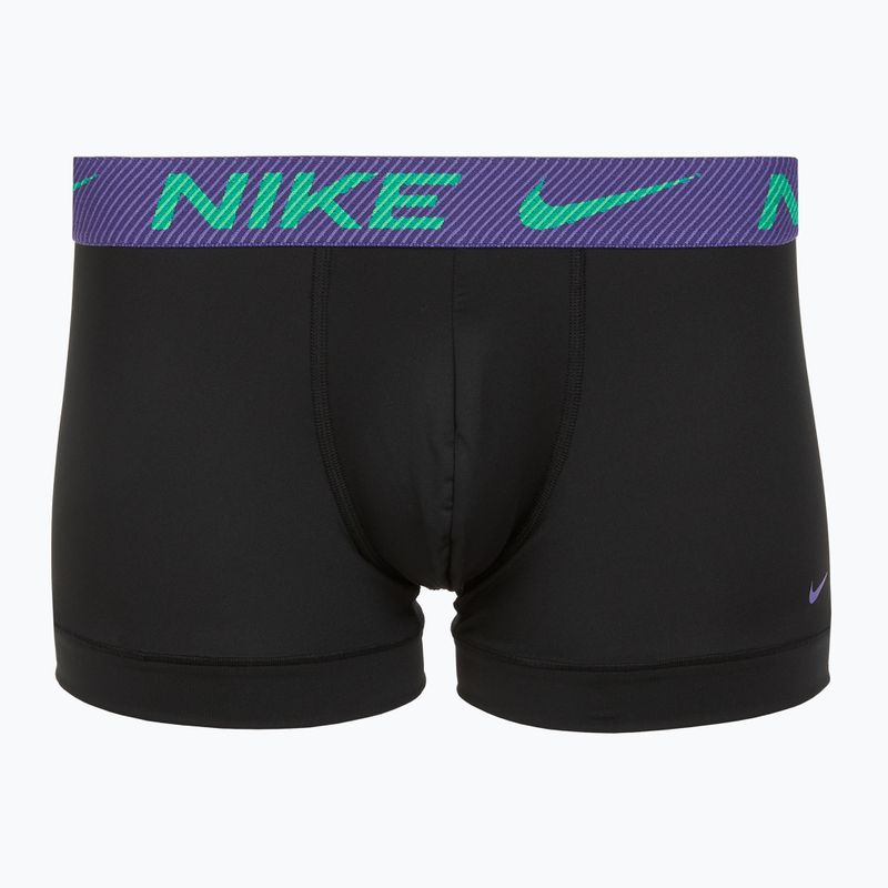 Men's boxer shorts Nike Dri-Fit Essential Micro Trunk 3 pairs black green shock/wild violet/black text wb 3