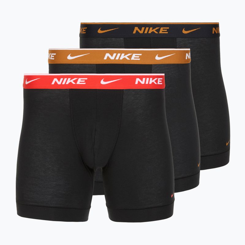 Men's Nike Everyday Cotton Stretch boxer shorts 3 pairs black light crimsn/desrt ochre/black waistband