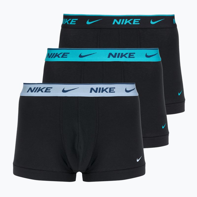 Men's boxer shorts Nike Everyday Cotton Stretch Trunk 3 pairs black light amry blue/dusty cactus/black waistband