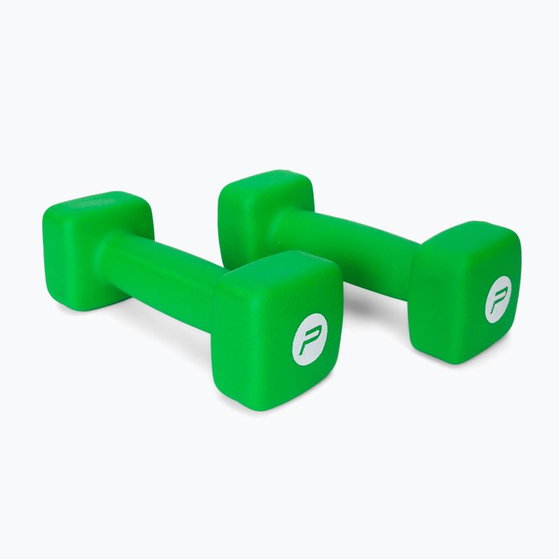 Pure2Improve green 2kg neoprene dumbbells P2I201400