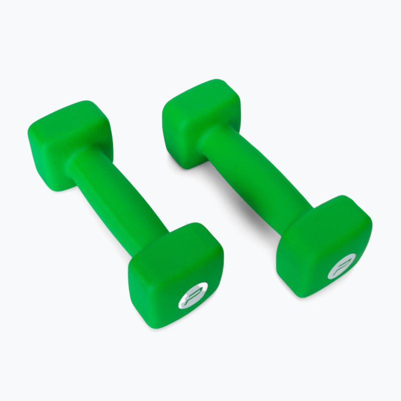 Pure2Improve green 2kg neoprene dumbbells P2I201400 2