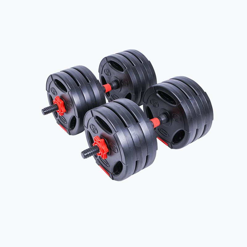 Pure2Improve Hybrid Dumbell/Barbell 30kg dumbbells with barbell function black and red P2I202350 2