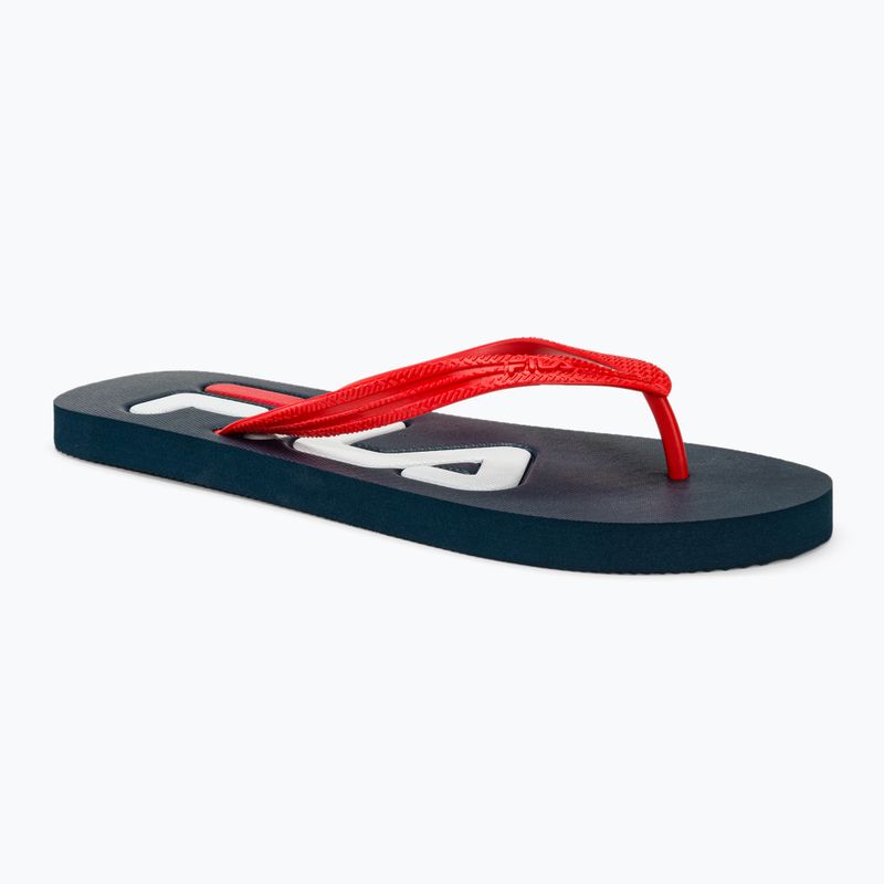 FILA men's Troy dress blues / high risk red flip flops