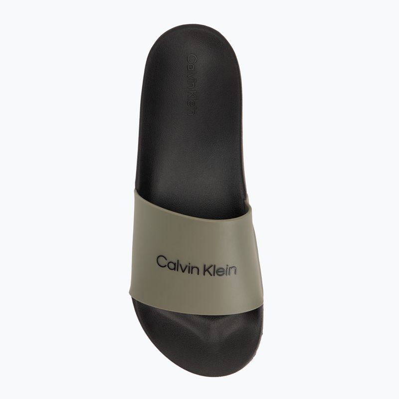 Calvin Klein men's flip-flops HM0HM01063 Chuncky Pool Slide Rub Smokey Olive/Black 5