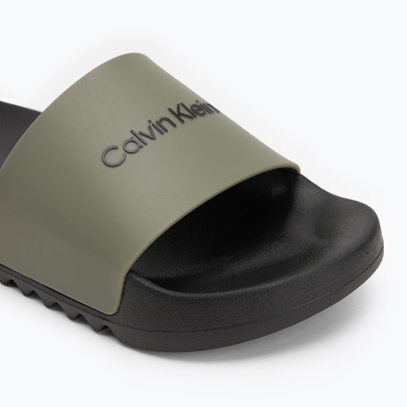 Calvin Klein men's flip-flops HM0HM01063 Chuncky Pool Slide Rub Smokey Olive/Black 7