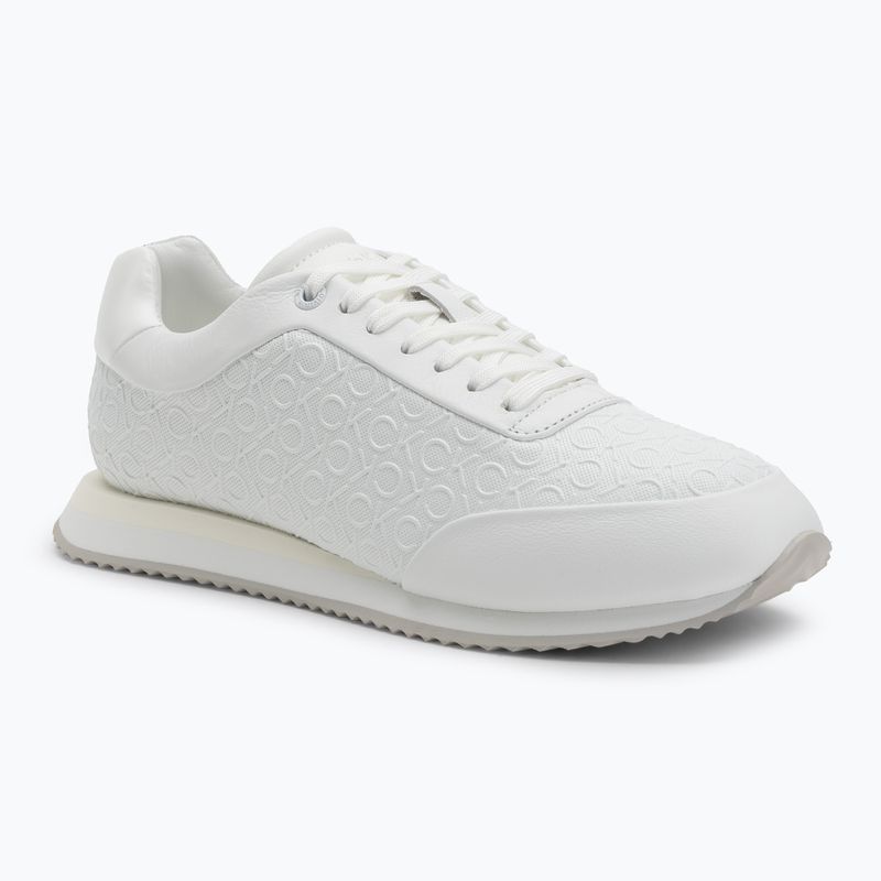 Calvin Klein Women's Shoes HW0HW02574 Runner Lace Up Mono Pu Triple Bright White