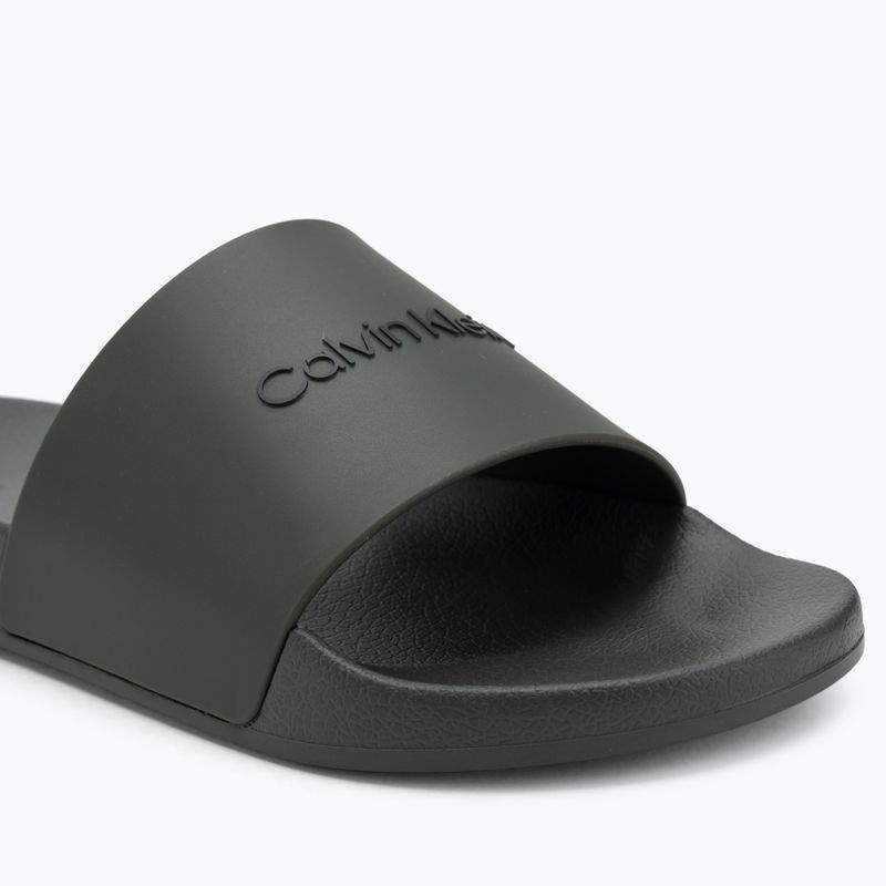 Calvin Klein men's flip-flops HM0HM00455 Pool Slide Rubber dark olive 7