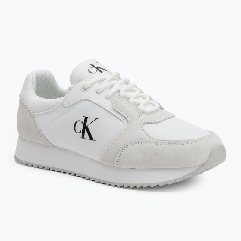 Calvin Klein men's shoes YM0YM01326 Retro Runner Sock Lace Up Ny-Su Bright White/Black