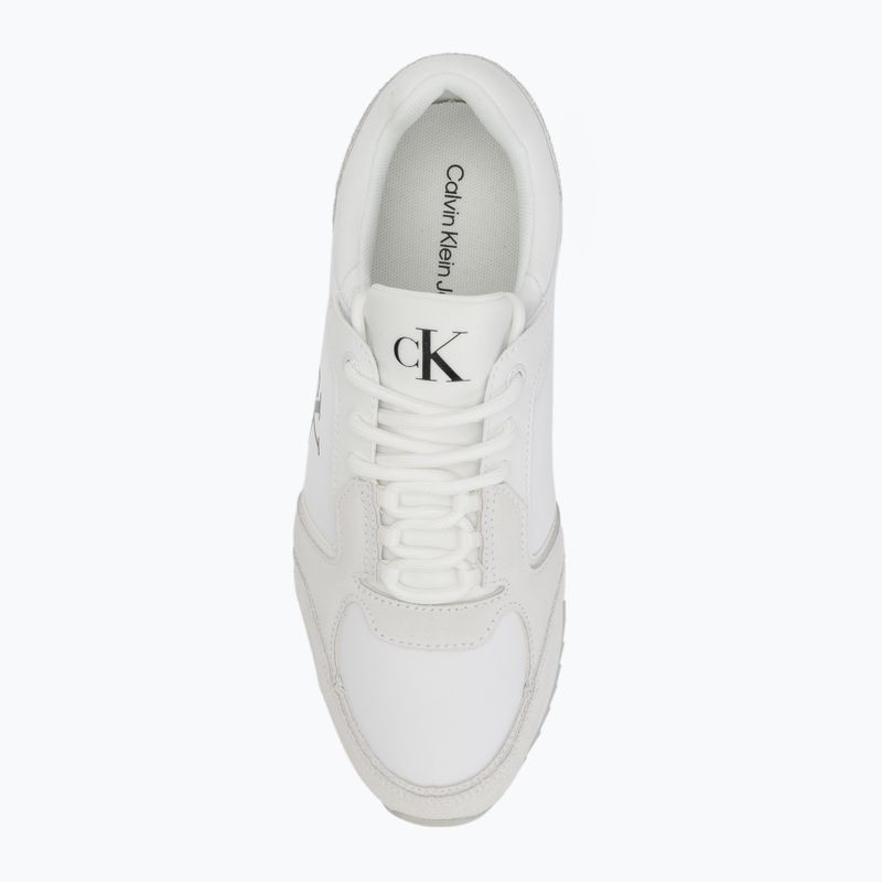 Calvin Klein men's shoes YM0YM01326 Retro Runner Sock Lace Up Ny-Su Bright White/Black 5