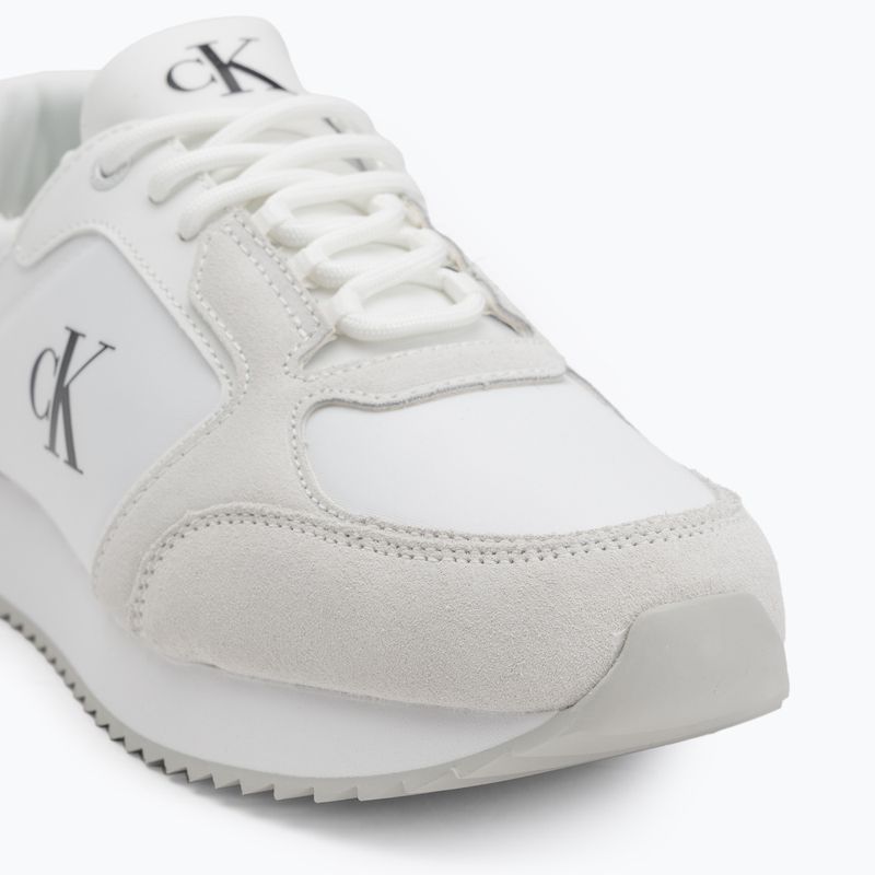 Calvin Klein men's shoes YM0YM01326 Retro Runner Sock Lace Up Ny-Su Bright White/Black 7