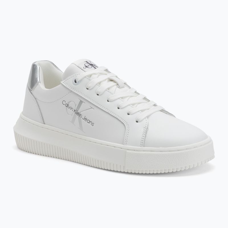 Calvin Klein women's shoes YW0YW01224 Cupsole Mono Lth Wn white/silver