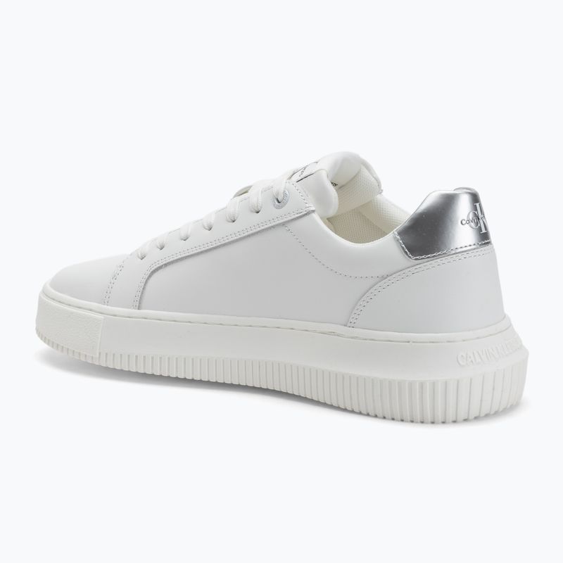 Calvin Klein women's shoes YW0YW01224 Cupsole Mono Lth Wn white/silver 3