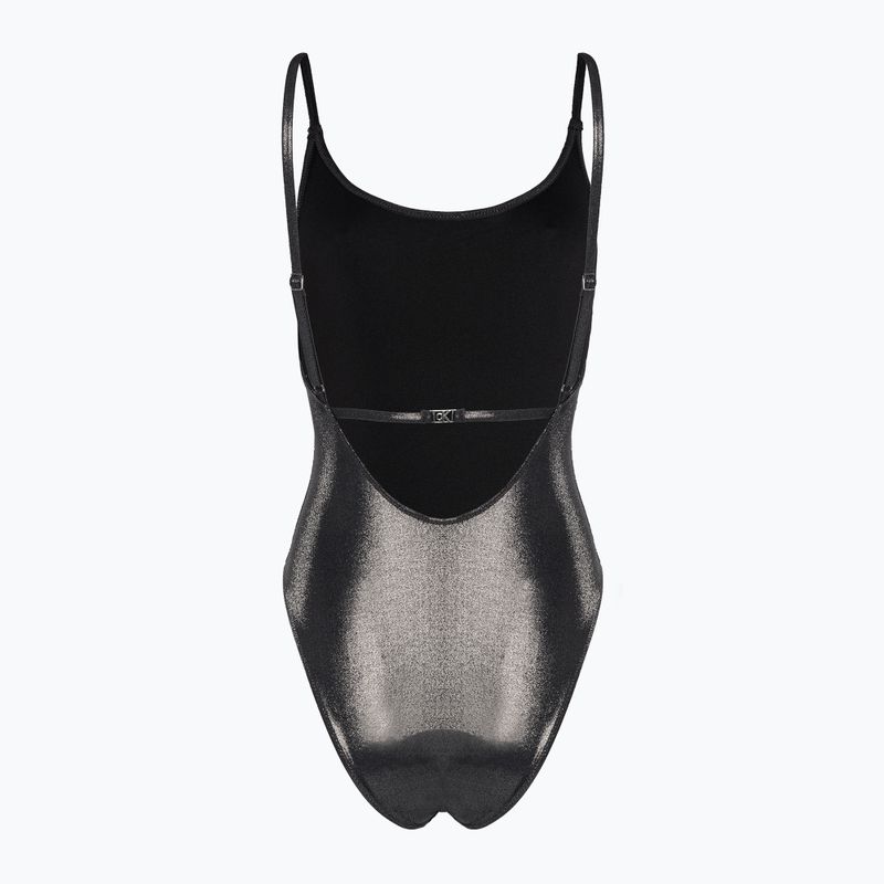 Women's Calvin Klein Scoop Back One Piece Swimsuit Black 2