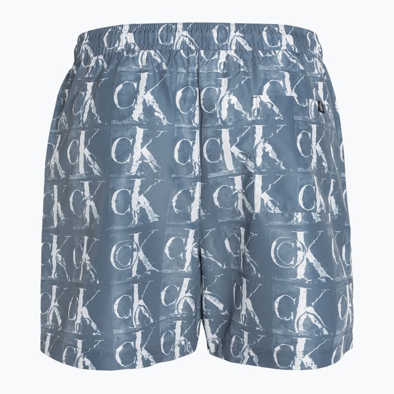 Men's Calvin Klein Medium Drawstring Print swim shorts blue 2