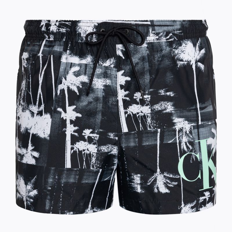 Men's Calvin Klein Short Drawstring-Print palm black swim shorts