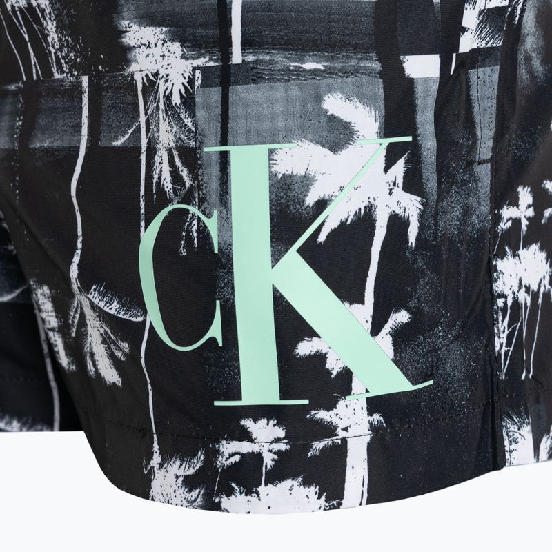 Men's Calvin Klein Short Drawstring-Print palm black swim shorts 3