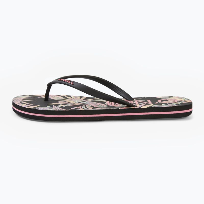 Women's O'Neill Profile Graphic black tropical flower flip flops 10
