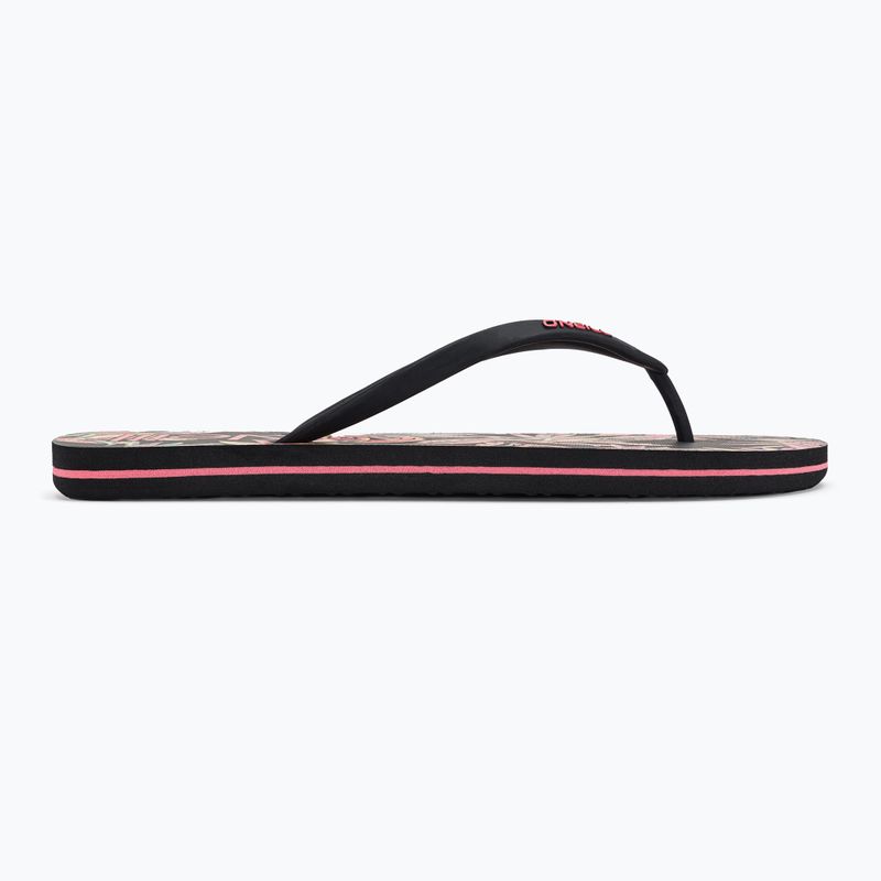 Women's O'Neill Profile Graphic black tropical flower flip flops 2