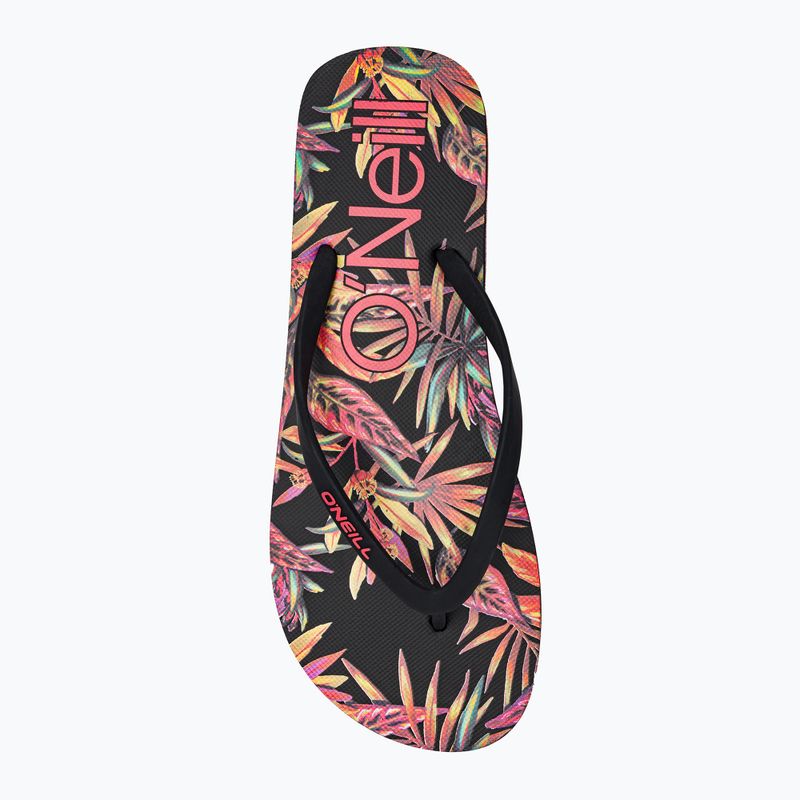 Women's O'Neill Profile Graphic black tropical flower flip flops 6