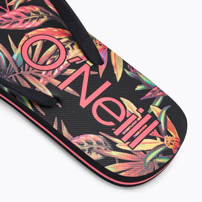 Women's O'Neill Profile Graphic black tropical flower flip flops 8