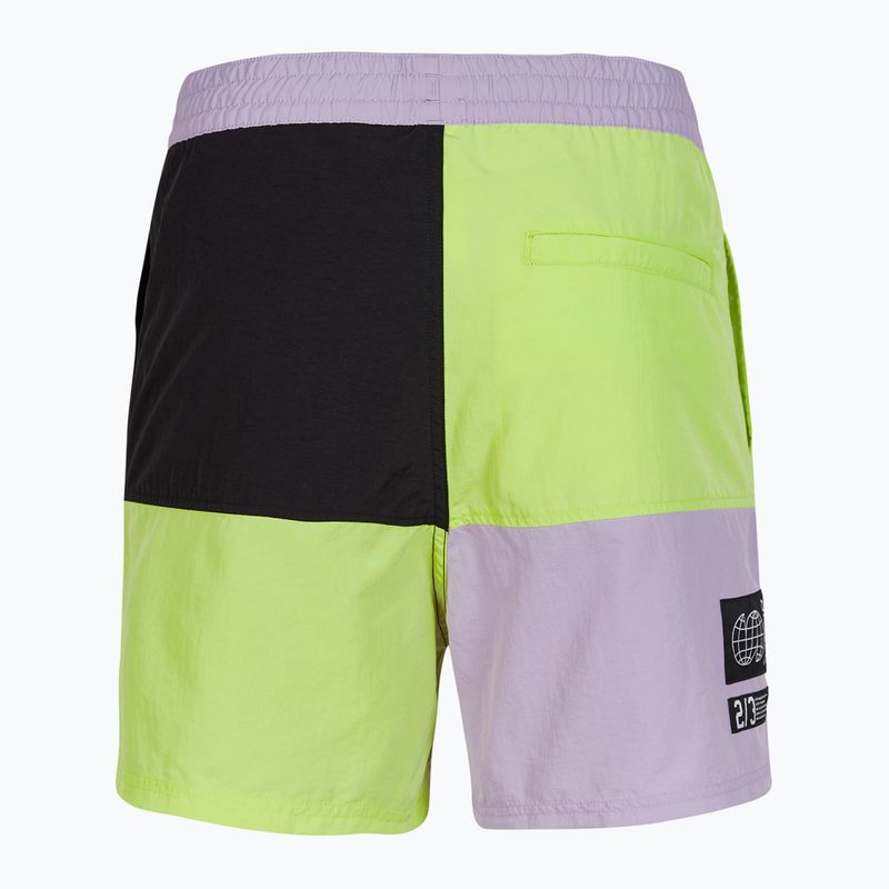Men's O'Neill Wilder Colorblock 16'' sunny lime color block swim shorts 2