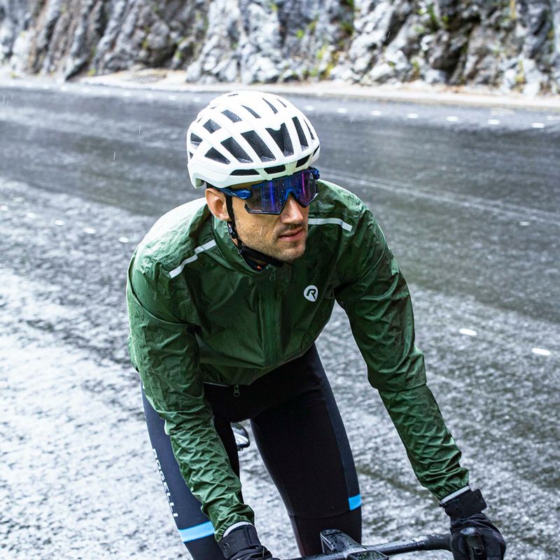 Men's cycling jacket Rogelli Essential Rain fluor army green 6