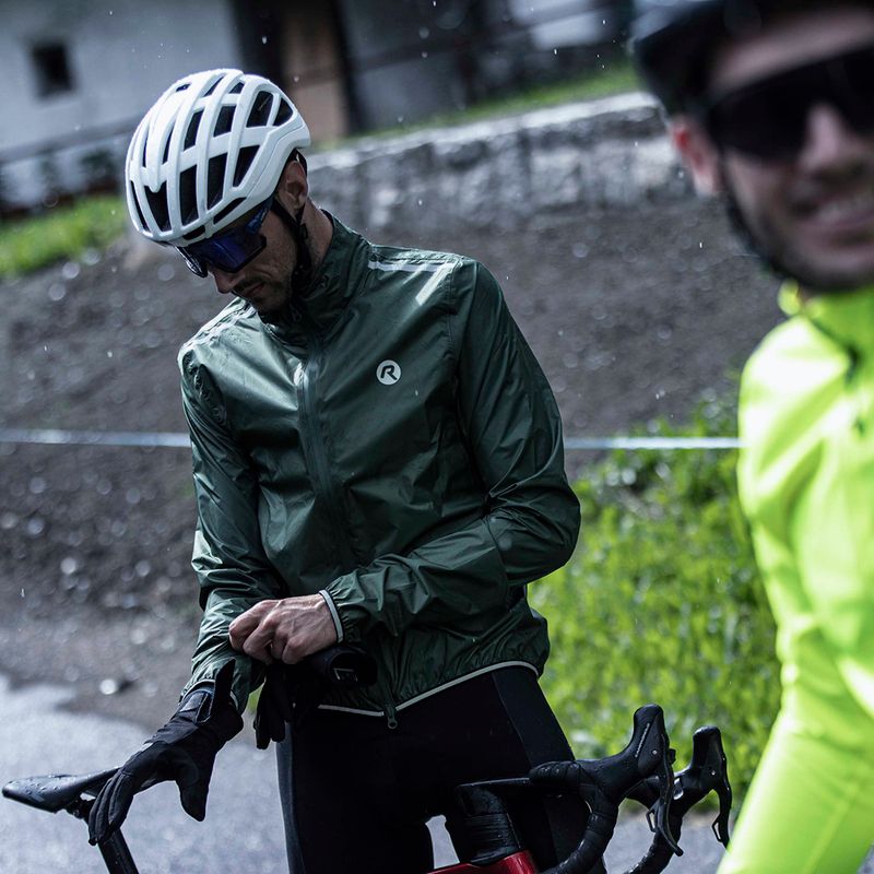 Men's cycling jacket Rogelli Essential Rain fluor army green 10