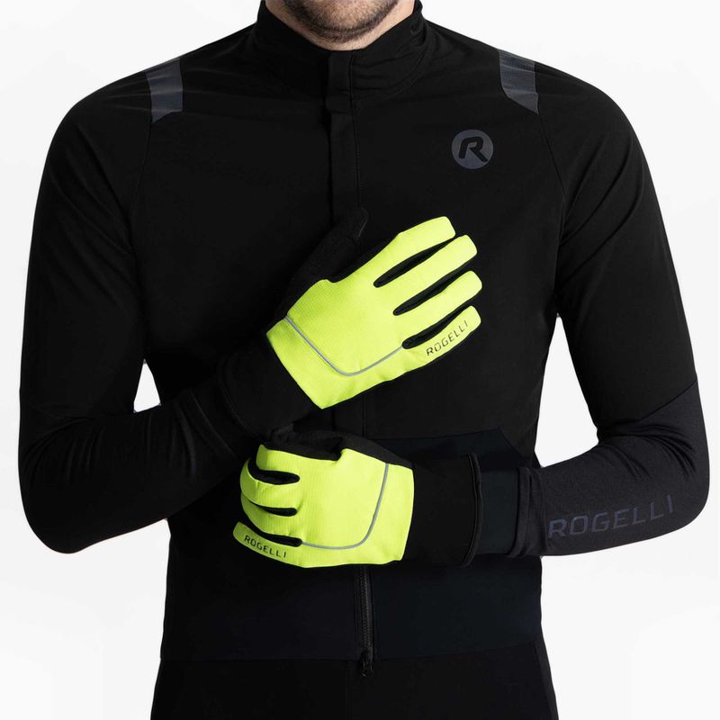 Men's cycling gloves Rogelli Essential Winter Waterproop fluor yellow 2