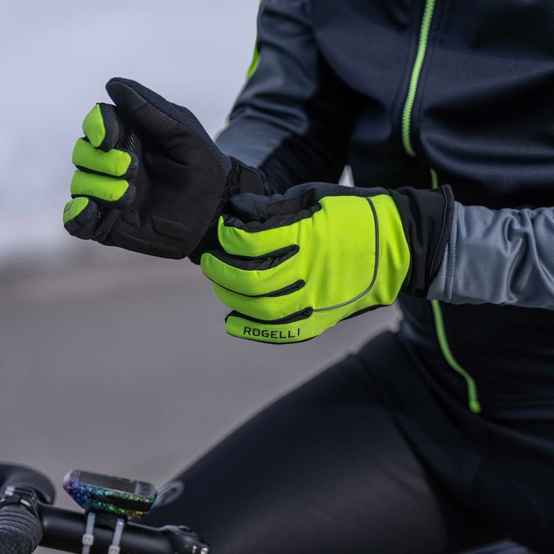 Men's cycling gloves Rogelli Essential Winter Waterproop fluor yellow 5