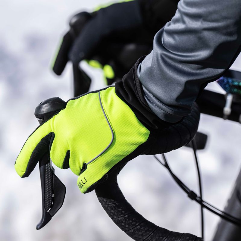 Men's cycling gloves Rogelli Essential Winter Waterproop fluor yellow 6