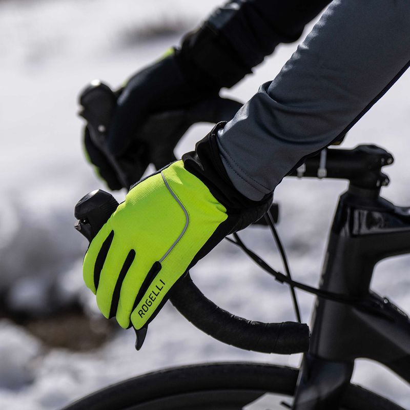 Men's cycling gloves Rogelli Essential Winter Waterproop fluor yellow 7