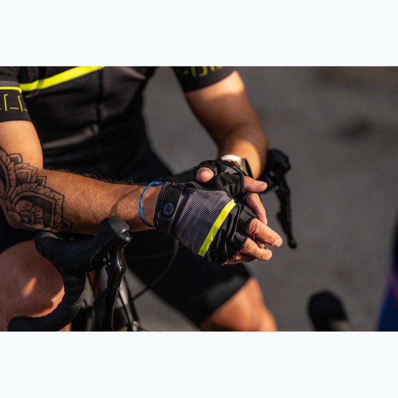 Rogelli Hero II men's cycling gloves black/fluor/grey 3