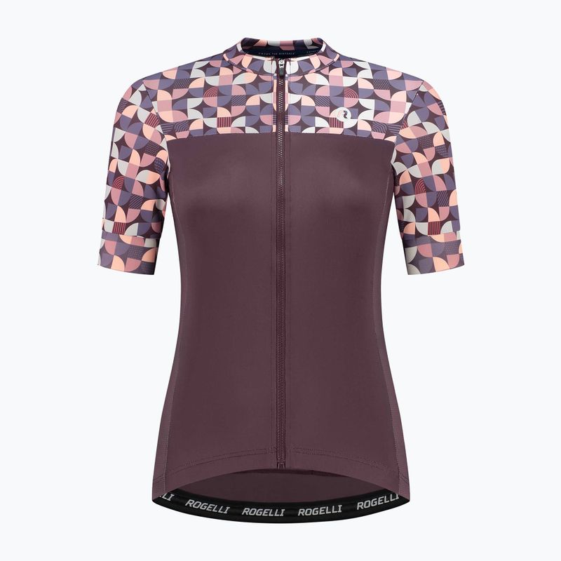 Women's cycling jersey Rogelli Essential Graphic burgundy/coral 4