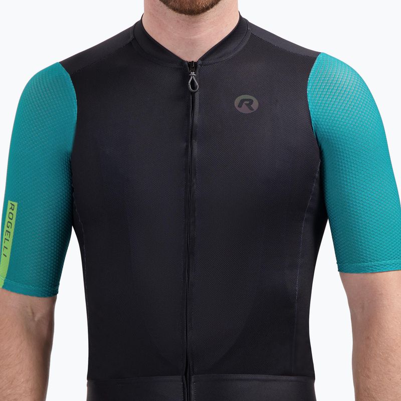 Men's cycling jersey Rogelli Fast black/teal/green 3