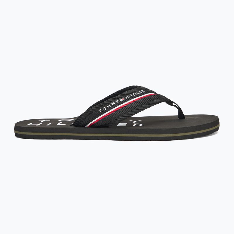 Men's Tommy Hilfiger Web Beach Sandal black flip flops 2