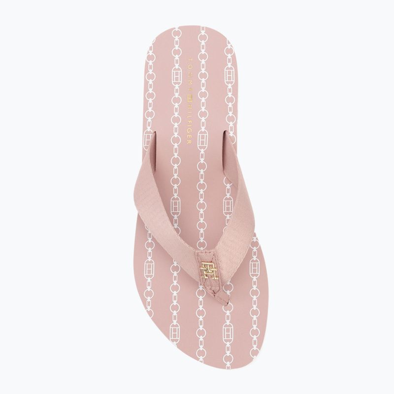 Women's Tommy Hilfiger Im Th Chainprint Midwedge Sandal foggy pink 5
