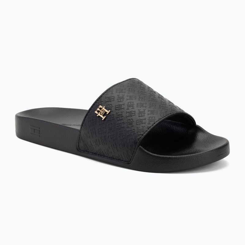 Tommy Hilfiger women's Monogram Poolside slides black