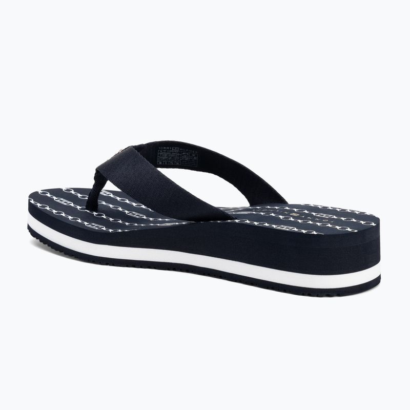 Women's Tommy Hilfiger Im Th Chainprint Midwedge Sandal space blue 3
