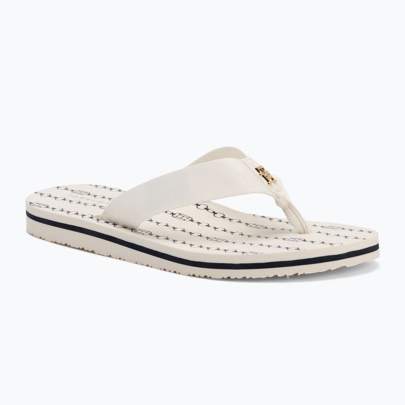Tommy Hilfiger women's flip flops Chain Print Beach Sandal ivory