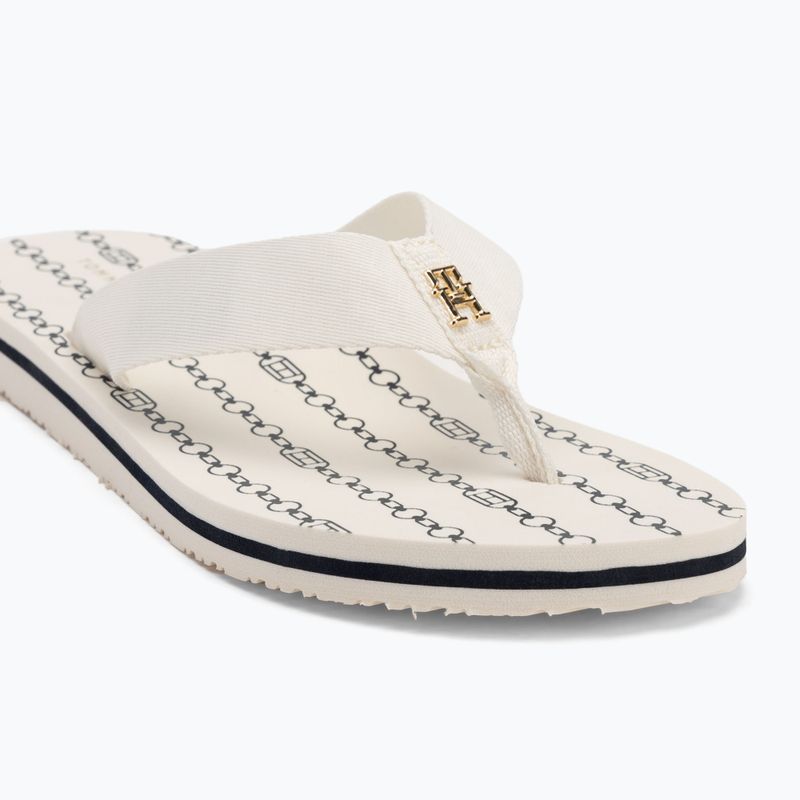 Tommy Hilfiger women's flip flops Chain Print Beach Sandal ivory 7