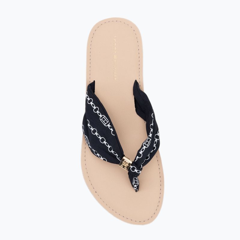 Tommy Hilfiger women's flip flops Chain Print Elevated Sandal space blue 5