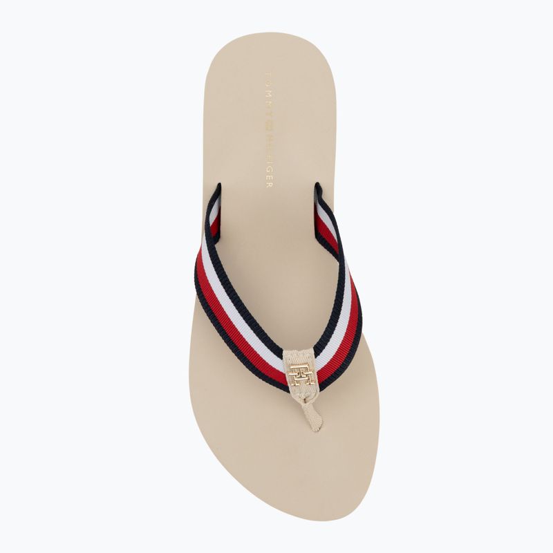 Tommy Hilfiger women's flip flops Corp Mid Wedge Beach Sandal muslin 5
