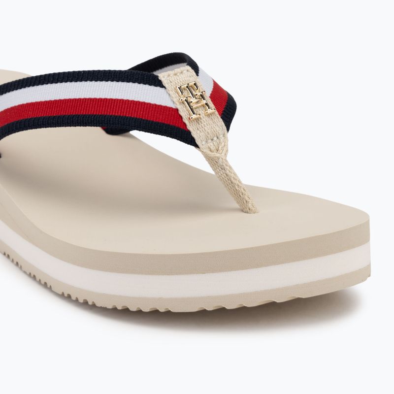Tommy Hilfiger women's flip flops Corp Mid Wedge Beach Sandal muslin 7