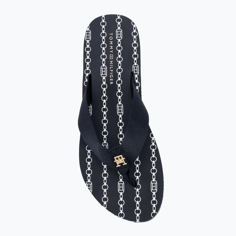 Tommy Hilfiger women's flip flops Chain Print Beach Sandal space blue 5