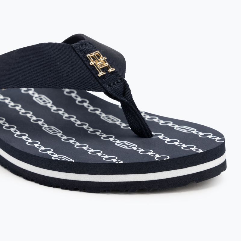 Tommy Hilfiger women's flip flops Chain Print Beach Sandal space blue 7
