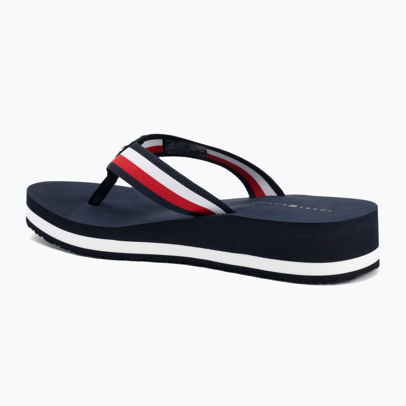 Tommy Hilfiger women's flip flops Corp Mid Wedge Beach Sandal space blue 3